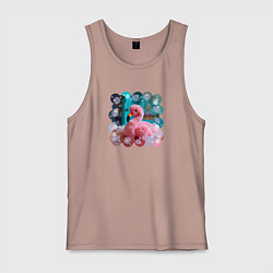 Майка мужская хлопок Розовый фламинго игрушка, цвет: пыльно-розовый