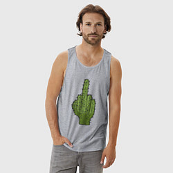 Майка мужская хлопок Cactus fuck, цвет: меланж — фото 2