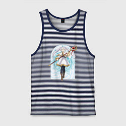 Майка мужская хлопок Фрирен с посохом, цвет: синяя тельняшка