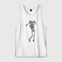Майка мужская хлопок Golfing skeleton, цвет: белый