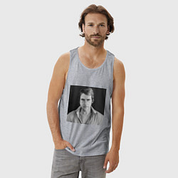 Майка мужская хлопок Портрет Владимир Высоцкий, цвет: меланж — фото 2