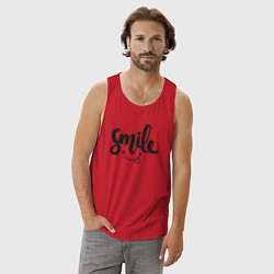 Майка мужская хлопок Funny smile, цвет: красный — фото 2