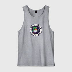 Майка мужская хлопок Зеленая утка держит нож, цвет: меланж