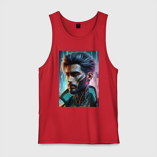 Мужская майка Cyber dude - ai art / Красный – фото 1