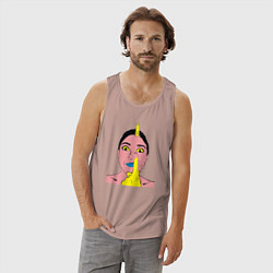 Майка мужская хлопок Палец в носу, цвет: пыльно-розовый — фото 2