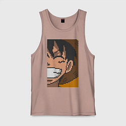 Майка мужская хлопок Ван Пис Луффи Монки Д пиксельный, цвет: пыльно-розовый