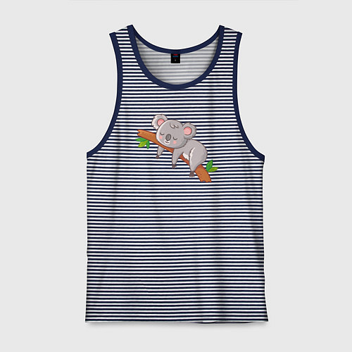 Мужская майка Коала спит на ветке / Синяя тельняшка – фото 1