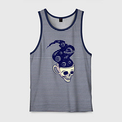 Майка мужская хлопок Dead drink space skull, цвет: синяя тельняшка