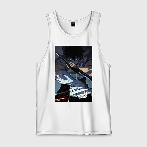 Мужская майка Поднятие уровня в одиночку Джину Сон / Белый – фото 1