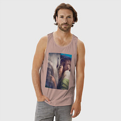 Майка мужская хлопок Тихиро Огино Хаку Унесённые призраками, цвет: пыльно-розовый — фото 2