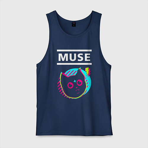 Мужская майка Muse rock star cat / Тёмно-синий – фото 1