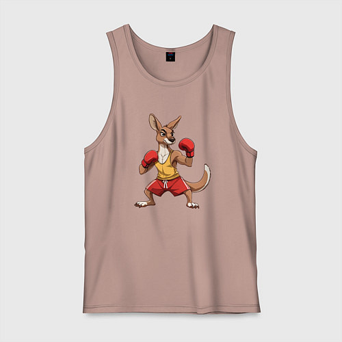 Мужская майка Кенгуру боксёр в перчатках / Пыльно-розовый – фото 1