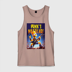 Майка мужская хлопок Bart Simpson - punks not dead, цвет: пыльно-розовый