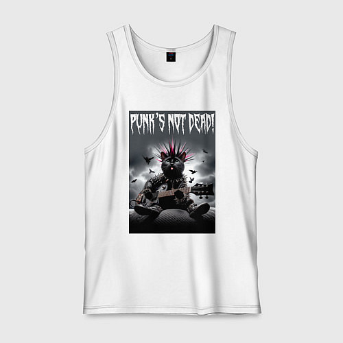 Мужская майка Cool kitten - punks not dead / Белый – фото 1