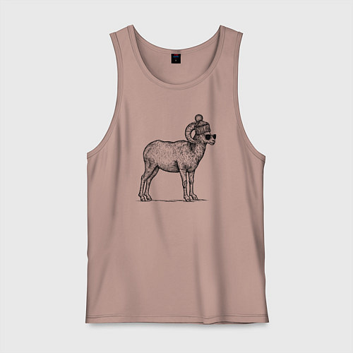 Мужская майка Баран в шапке с помпоном / Пыльно-розовый – фото 1