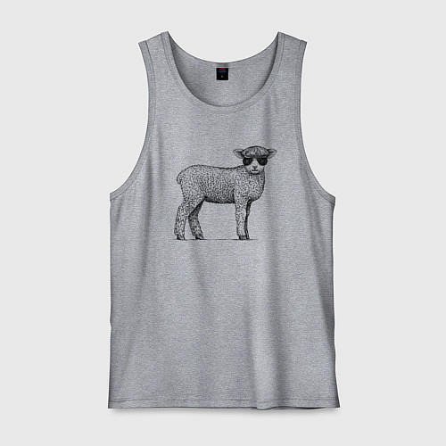 Мужская майка Ягненок в кепке / Меланж – фото 1