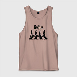 Майка мужская хлопок Черный силуэт группы Битлз, цвет: пыльно-розовый