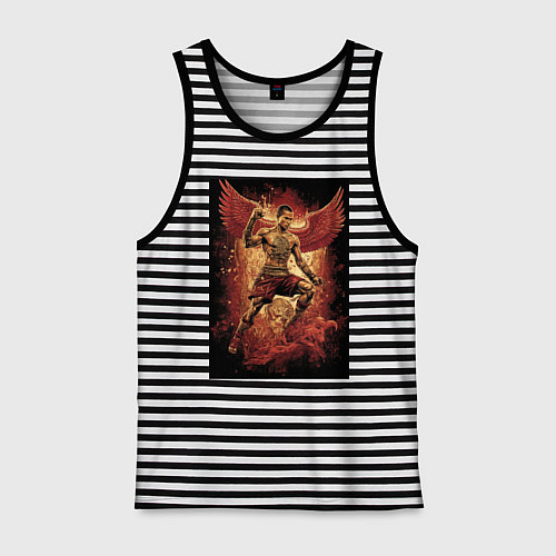 Мужская майка Муай Тай боец с крыльями / Черная тельняшка – фото 1