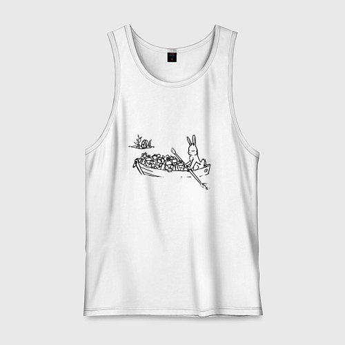 Мужская майка Дед Мазии и заяц на лодке / Белый – фото 1