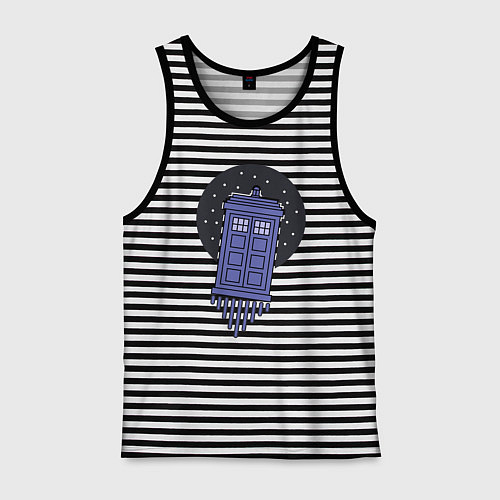 Мужская майка Tardis fly / Черная тельняшка – фото 1