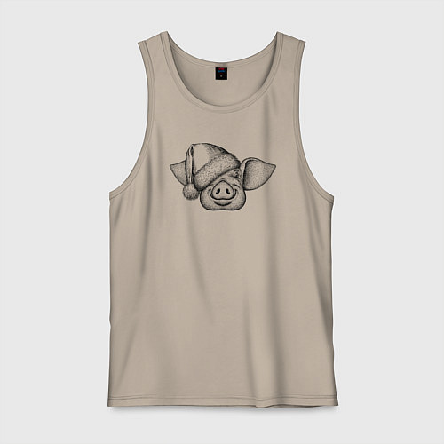 Мужская майка Хрюшка новогодняя / Миндальный – фото 1