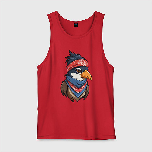 Мужская майка Птица в бандане в стиле Хип-хоп / Красный – фото 1