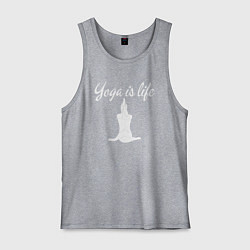 Майка мужская хлопок Yoga is life, цвет: меланж