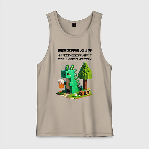 Мужская майка Collaboration of Minecraft and beersaur - ai art / Миндальный – фото 1