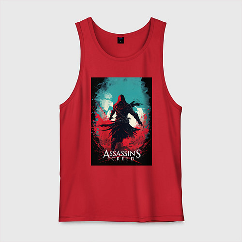 Мужская майка Assassins creed red blue abstract / Красный – фото 1