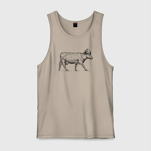 Мужская майка Корова новогодняя / Миндальный – фото 1