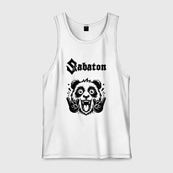 Майка мужская хлопок Sabaton - rock panda, цвет: белый