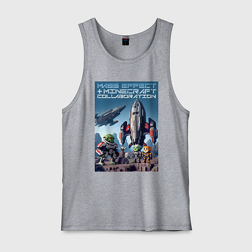 Мужская майка Minecraft and Mass effect - ai art collaboration / Меланж – фото 1