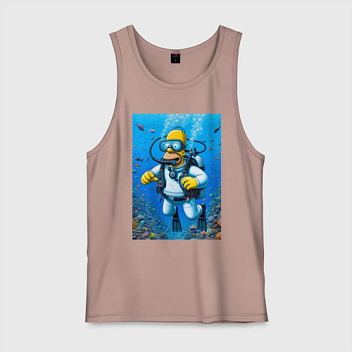Мужская майка Homer diving - ai art / Пыльно-розовый – фото 1