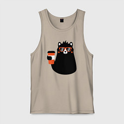 Майка мужская хлопок Мишка с напитком, цвет: миндальный