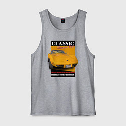 Майка мужская хлопок Chevrolet Corvette американский маслкар, цвет: меланж