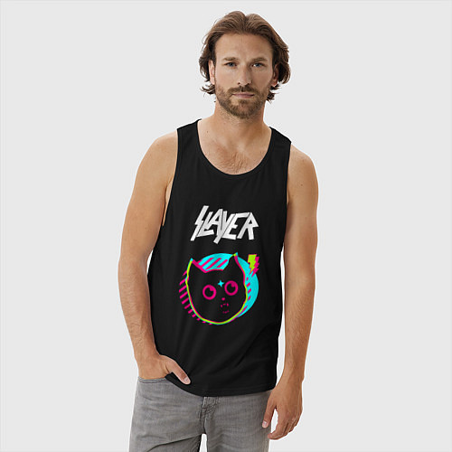 Мужская майка Slayer rock star cat / Черный – фото 3