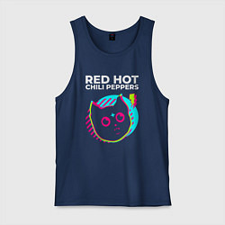 Майка мужская хлопок Red Hot Chili Peppers rock star cat, цвет: тёмно-синий