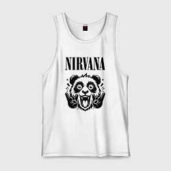 Майка мужская хлопок Nirvana - rock panda, цвет: белый