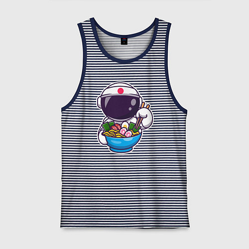 Мужская майка Космонавт ест рамен / Синяя тельняшка – фото 1