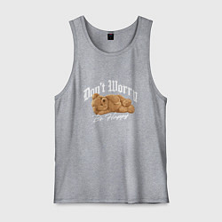 Майка мужская хлопок Dont worry be happy y2k, цвет: меланж