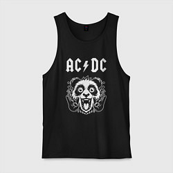 Майка мужская хлопок AC DC rock panda, цвет: черный
