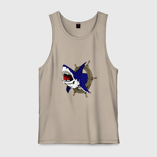Мужская майка Акула и штурвал / Миндальный – фото 1