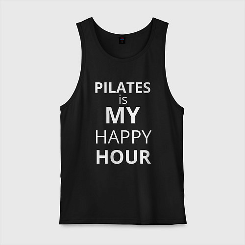 Мужская майка Pilates is my happy hour -  пилатес мой любимый ча / Черный – фото 1