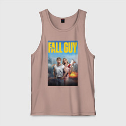 Майка мужская хлопок Ryan Gosling and Emily Blunt the fall guy, цвет: пыльно-розовый