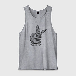Майка мужская хлопок Зайчик в шапке и очках, цвет: меланж
