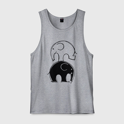 Мужская майка Cute elephants / Меланж – фото 1