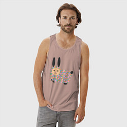 Майка мужская хлопок Разноцветный зайчик, цвет: пыльно-розовый — фото 2