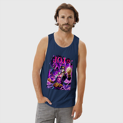 Мужская майка Jotaro Kujo and his new stand ai art / Тёмно-синий – фото 3
