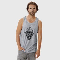 Майка мужская хлопок Рычащая новогодняя горилла, цвет: меланж — фото 2