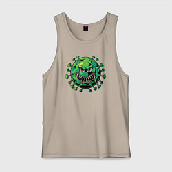 Майка мужская хлопок Злой вирус, цвет: миндальный